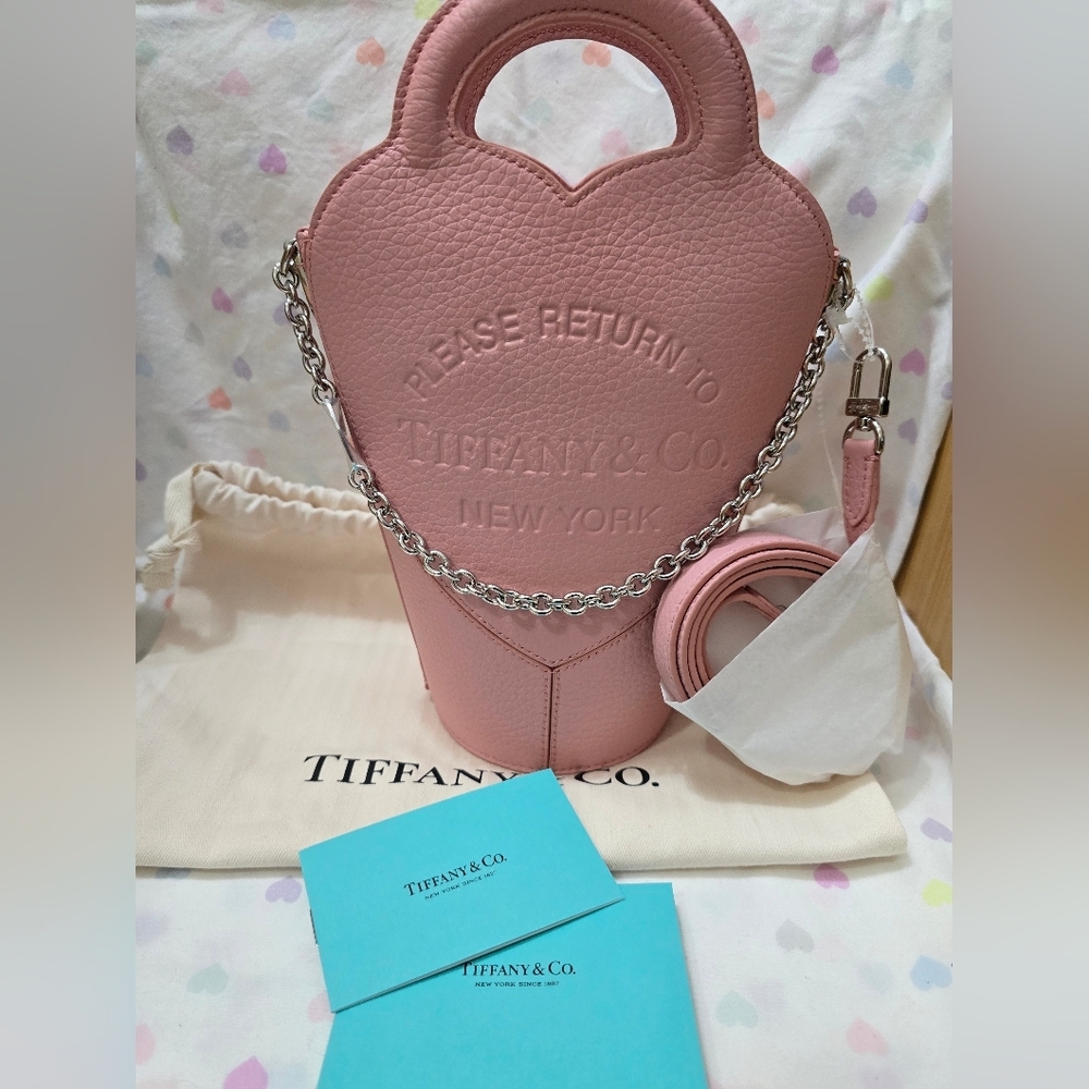 Tiffany & Co. Pink Heart Leather Crossbody Bag